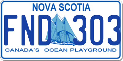 NS license plate FND303
