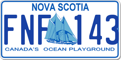 NS license plate FNF143