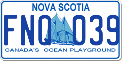 NS license plate FNQ039
