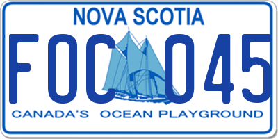 NS license plate FOC045