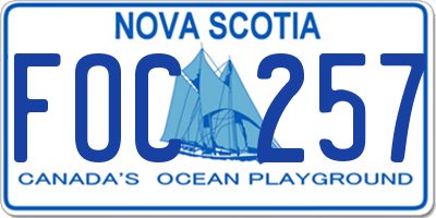 NS license plate FOC257