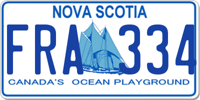 NS license plate FRA334