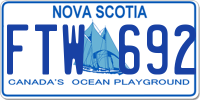 NS license plate FTW692