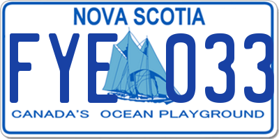 NS license plate FYE033