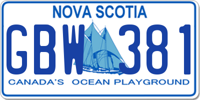 NS license plate GBW381