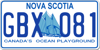 NS license plate GBX081