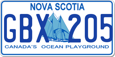 NS license plate GBX205