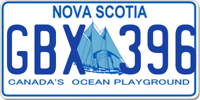 NS license plate GBX396