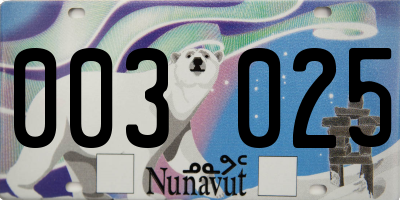 NU license plate 003025