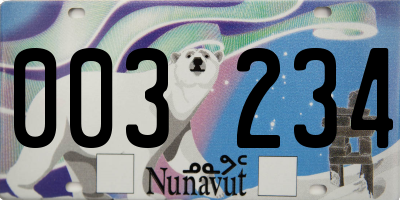 NU license plate 003234