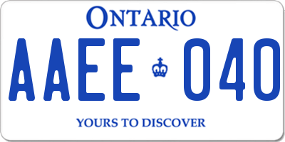 ON license plate AAEE040