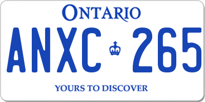 ON license plate ANXC265