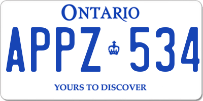 ON license plate APPZ534