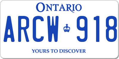 ON license plate ARCW918
