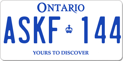 ON license plate ASKF144