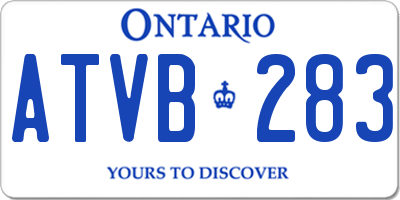 ON license plate ATVB283