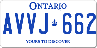 ON license plate AVVJ662