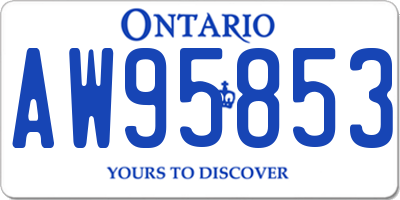 ON license plate AW95853