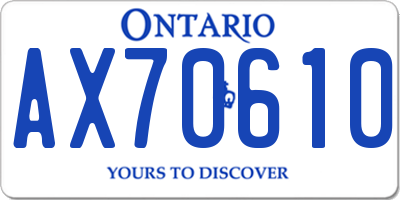 ON license plate AX70610