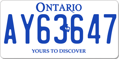 ON license plate AY63647