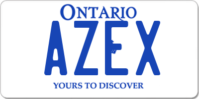 ON license plate AZEX
