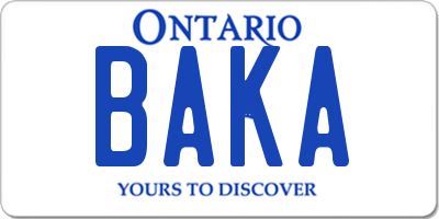 ON license plate BAKA