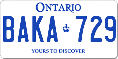 ON license plate BAKA729