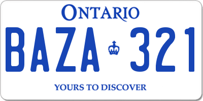 ON license plate BAZA321