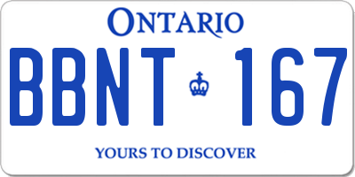ON license plate BBNT167