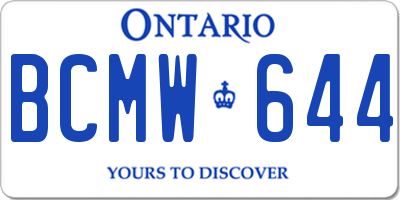 ON license plate BCMW644