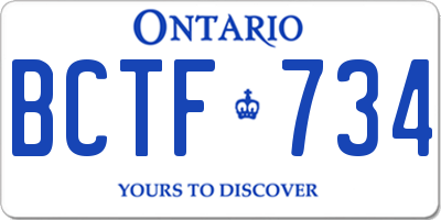 ON license plate BCTF734