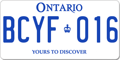ON license plate BCYF016