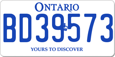 ON license plate BD39573