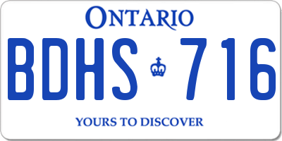 ON license plate BDHS716