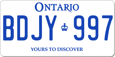 ON license plate BDJY997