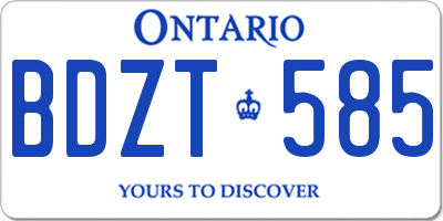 ON license plate BDZT585