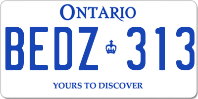 ON license plate BEDZ313