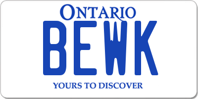 ON license plate BEWK