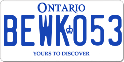 ON license plate BEWKO53