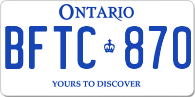 ON license plate BFTC870