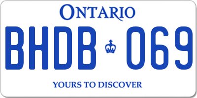 ON license plate BHDB069