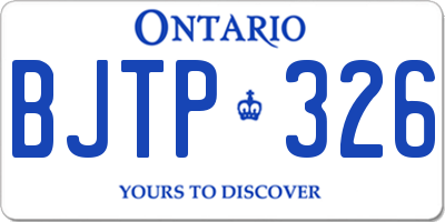 ON license plate BJTP326