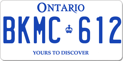 ON license plate BKMC612
