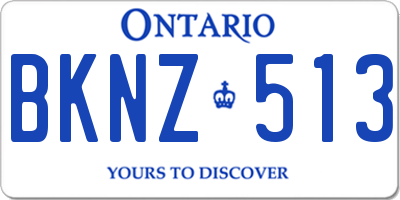 ON license plate BKNZ513