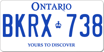 ON license plate BKRX738