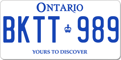 ON license plate BKTT989