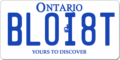 ON license plate BLOI8T