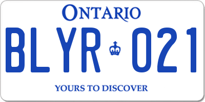 ON license plate BLYR021