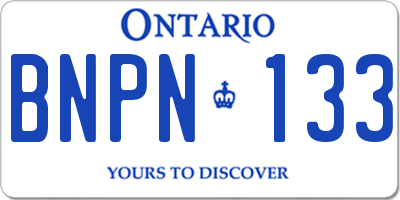 ON license plate BNPN133