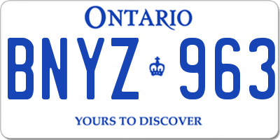 ON license plate BNYZ963